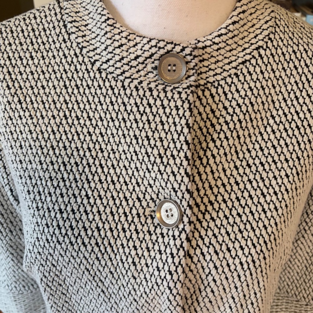 J. McLaughlin Black White Textured Knit Jacket Size Small Neutral Classic Blazer - Picture 2 of 10